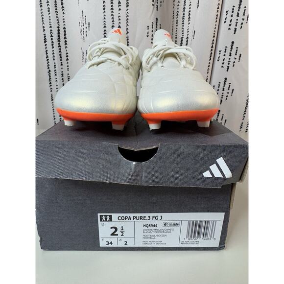 adidas Youth Copa Pure.3 FG Cleats 2.5 White Leather Soccer HQ8944 NWB - Picture 10 of 12